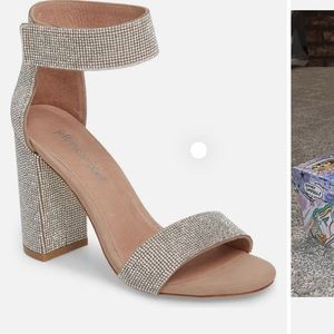 Jeffrey Campbell Lindsay Sparkle Nude Champagne Heel Women’s Size 8 Sandals